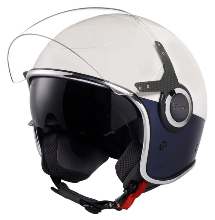 Vespa VJ Open Face Scooter Helmet White Blue Front