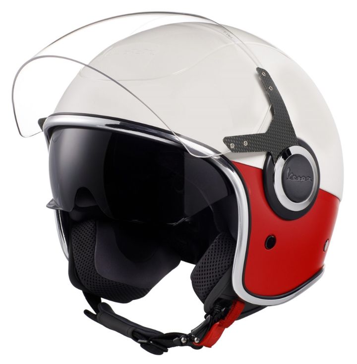Vespa VJ Open Face Scooter Helmet White Red Front