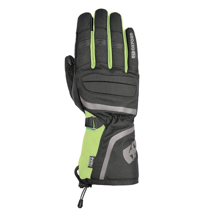 Convoy 3.0 Men's Gloves Alt text: A single black and lime green winter glove with reinforced padding on the back and a wrist strap, displayed against a white background.