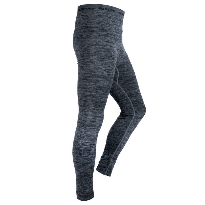 Oxford Advanced Base Layer Men's Pant Alt text: A pair of gray heathered sports leggings with a branded elastic waistband displayed against a white background.