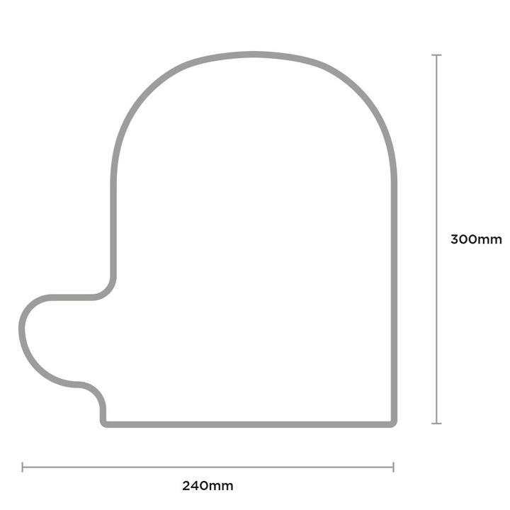 Line drawing of a simplified head profile with dimensions 300mm in height and 240mm in width.